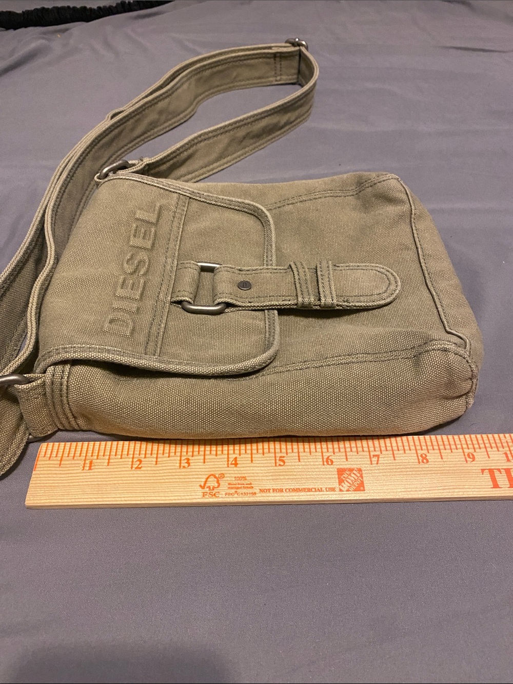Diesel Olive Green Thick Canvas Crossbody Bag Y2K - Picture 13 of 14